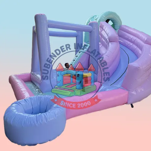 PASTEL BOUNCY 15 BY 15 FT CURVE SLIDE
